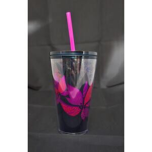 NWT Starbucks Target Exclusive Grande Black Glitter Poinsettia Tumbler